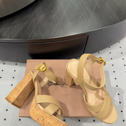 GIANVITO ROSSI 26S CROSS-STRAP SANDALS 115 MM IN BEIGE CALFSKIN