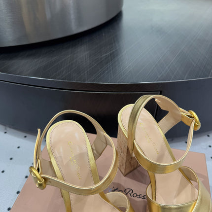 GIANVITO ROSSI 26S CROSS-STRAP SANDALS 115 MM IN GOLD CALFSKIN