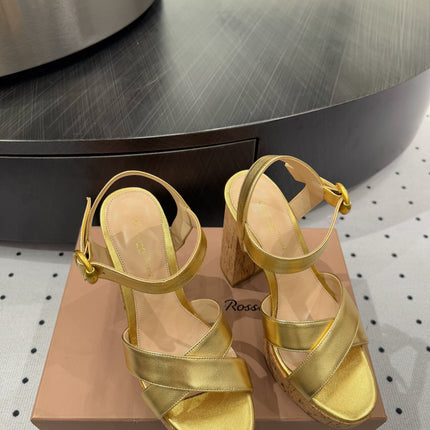 GIANVITO ROSSI 26S CROSS-STRAP SANDALS 115 MM IN GOLD CALFSKIN