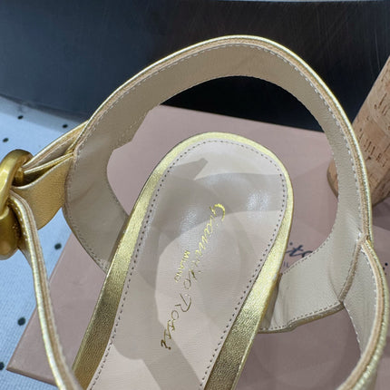 GIANVITO ROSSI 26S CROSS-STRAP SANDALS 115 MM IN GOLD CALFSKIN