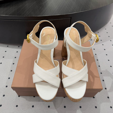 GIANVITO ROSSI 26S CROSS-STRAP SANDALS 115 MM IN WHITE CALFSKIN