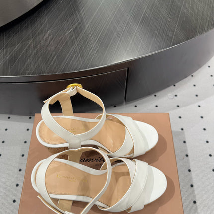 GIANVITO ROSSI 26S CROSS-STRAP SANDALS 115 MM IN WHITE CALFSKIN