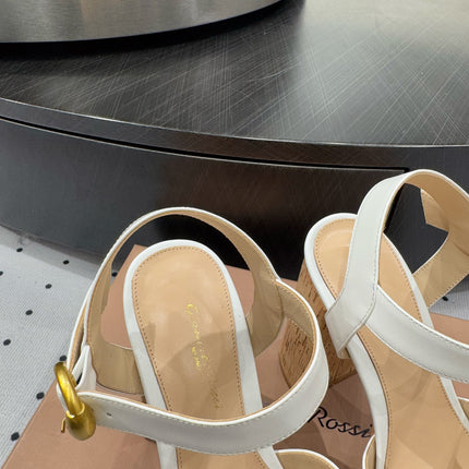 GIANVITO ROSSI 26S CROSS-STRAP SANDALS 115 MM IN WHITE CALFSKIN