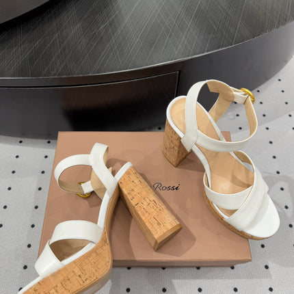 GIANVITO ROSSI 26S CROSS-STRAP SANDALS 115 MM IN WHITE CALFSKIN