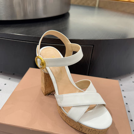 GIANVITO ROSSI 26S CROSS-STRAP SANDALS 115 MM IN WHITE CALFSKIN