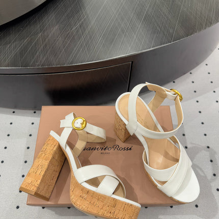 GIANVITO ROSSI 26S CROSS-STRAP SANDALS 115 MM IN WHITE CALFSKIN