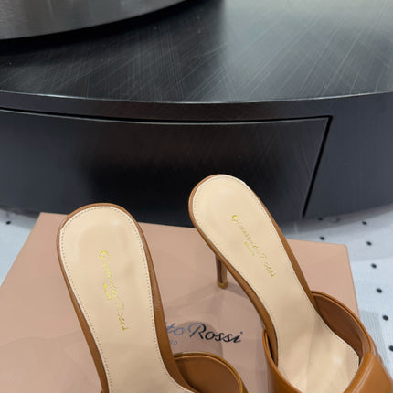 GIANVITO ROSSI 26S KNOTTED STRAP SANDALS 105 MM IN BROWN LAMBSKIN