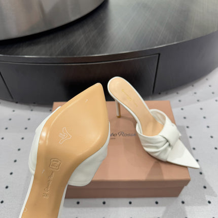 GIANVITO ROSSI 26S KNOTTED STRAP SANDALS 105 MM IN WHITE LAMBSKIN