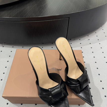 GIANVITO ROSSI 26S KNOTTED STRAP SANDALS 105 MM IN BLACK LAMBSKIN