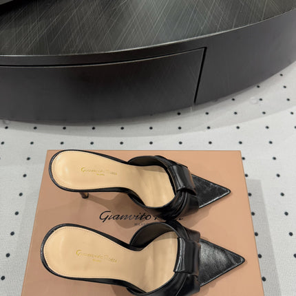 GIANVITO ROSSI 26S KNOTTED STRAP SANDALS 105 MM IN BLACK LAMBSKIN