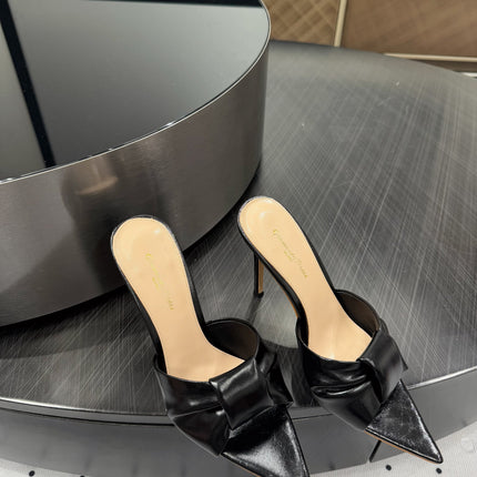 GIANVITO ROSSI 26S KNOTTED STRAP SANDALS 105 MM IN BLACK LAMBSKIN