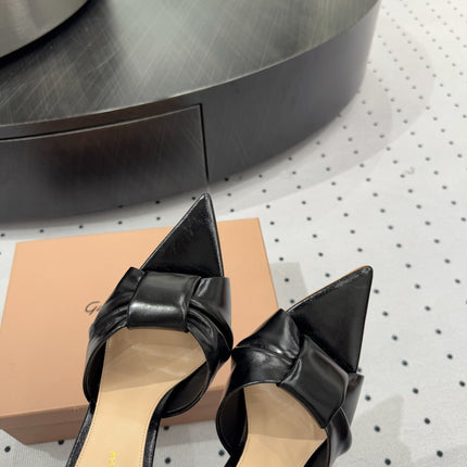 GIANVITO ROSSI 26S KNOTTED STRAP SANDALS 105 MM IN BLACK LAMBSKIN