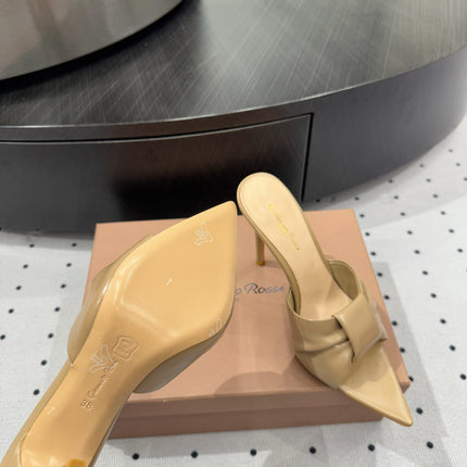 GIANVITO ROSSI 26S KNOTTED STRAP SANDALS 105 MM IN BEIGE LAMBSKIN