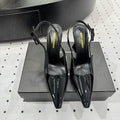 YSL 26S SLINGBACK HEELS 105 MM IN BLACK GLOSSY CALFSKIN WITH BUCKLE CLOSURE