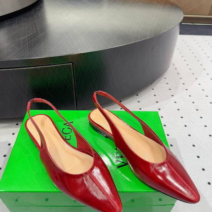 BOTTEGA VENETA 26S SLINGBACK FLATS IN RED CALFSKIN