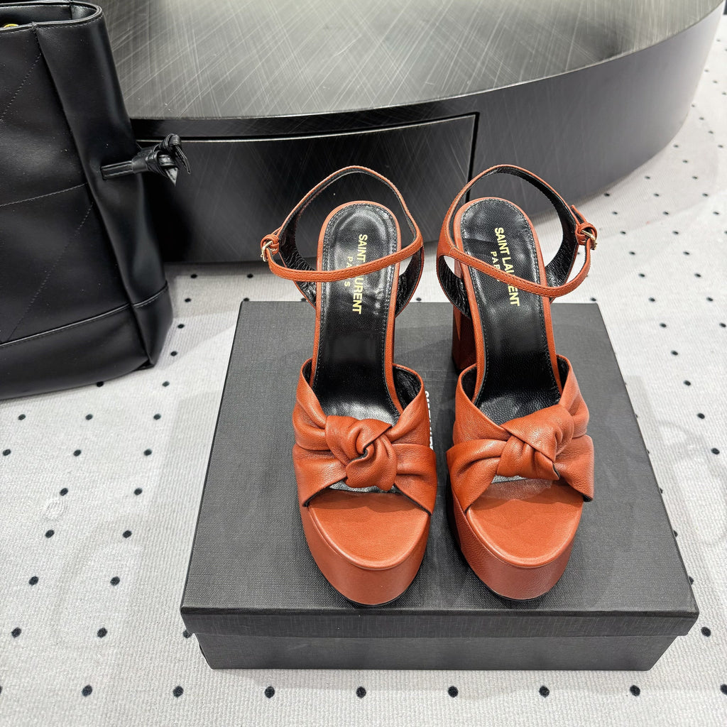 YSL 26S SANDAL HIGH HEELS 120 MM IN ORANGE CALFSKIN