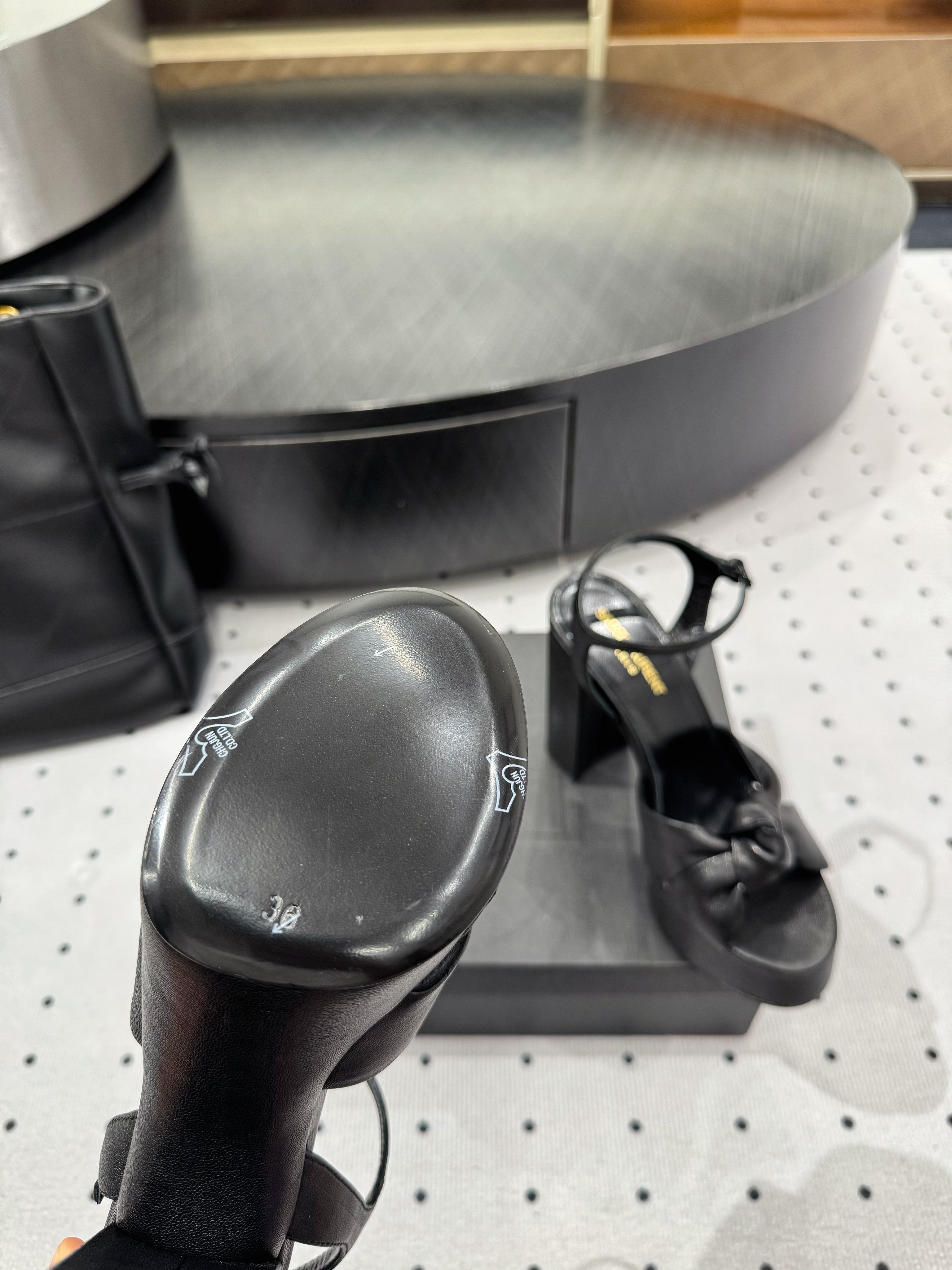 YSL 26S SANDAL HIGH HEELS 120 MM IN BLACK CALFSKIN
