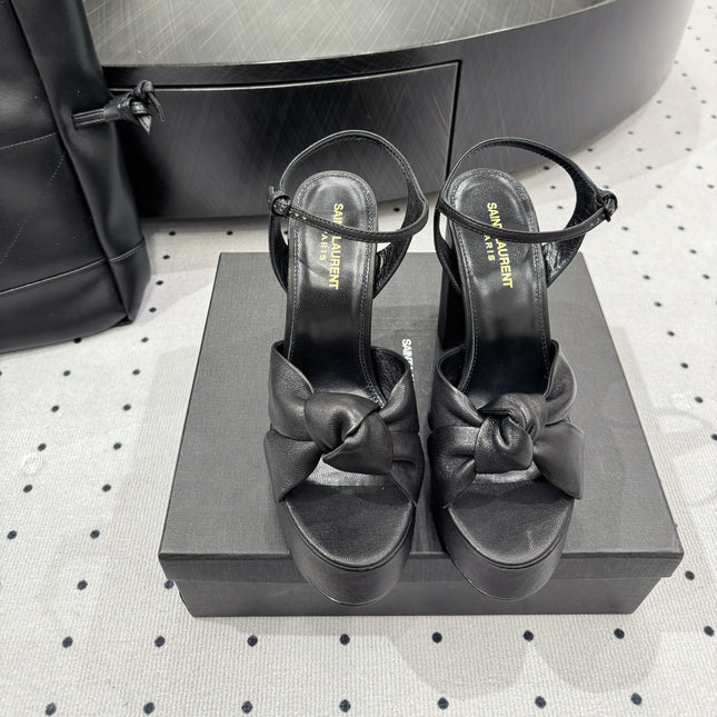 YSL 26S SANDAL HIGH HEELS 120 MM IN BLACK CALFSKIN
