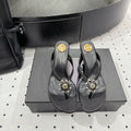YSL 26S TOE-POST HIGH HEEL SANDALS 75 MM IN BLACK FABRIC