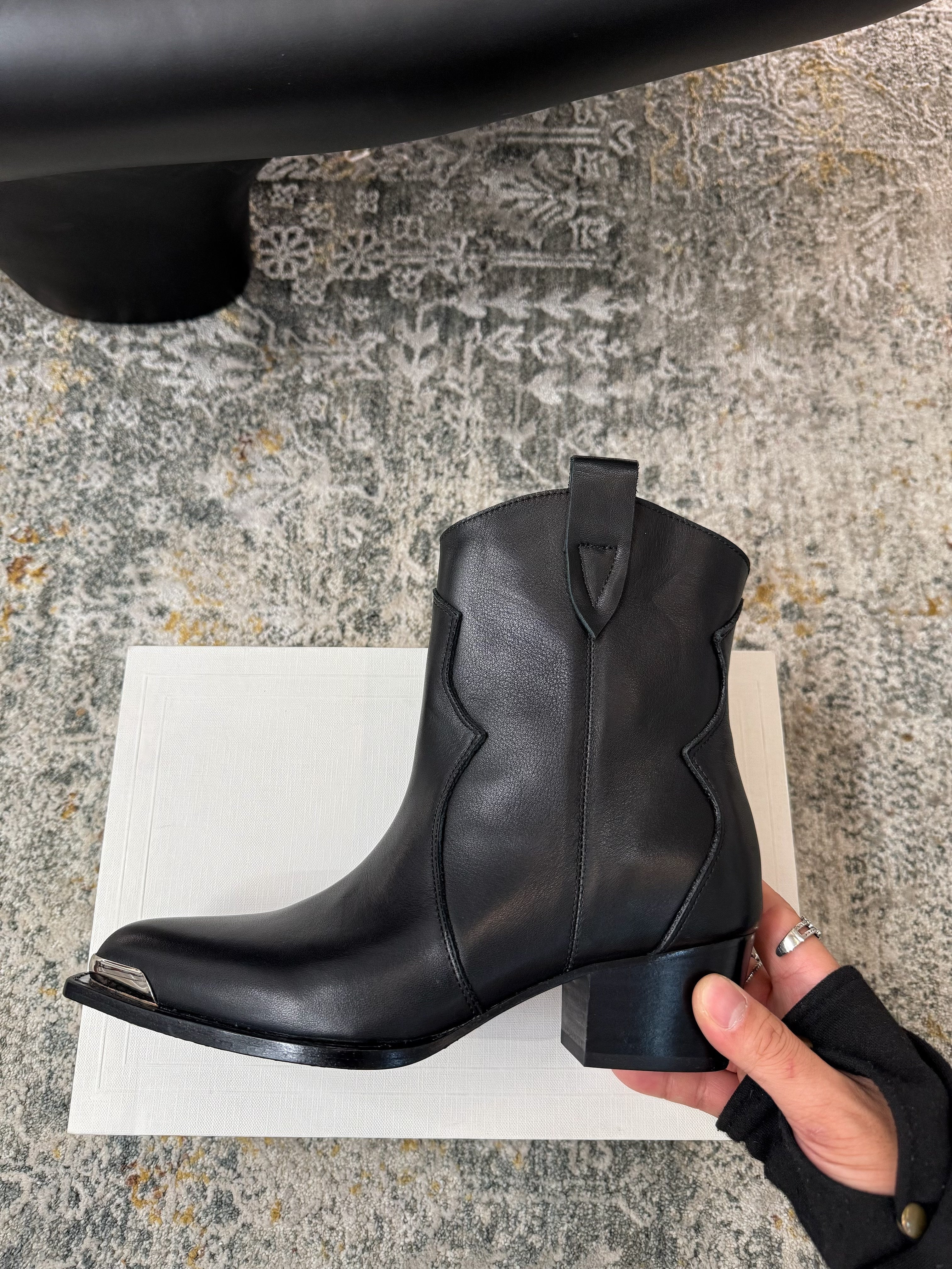 CELINE 26S ANKLE BOOTS 55 MM IN BLACK CALFSKIN