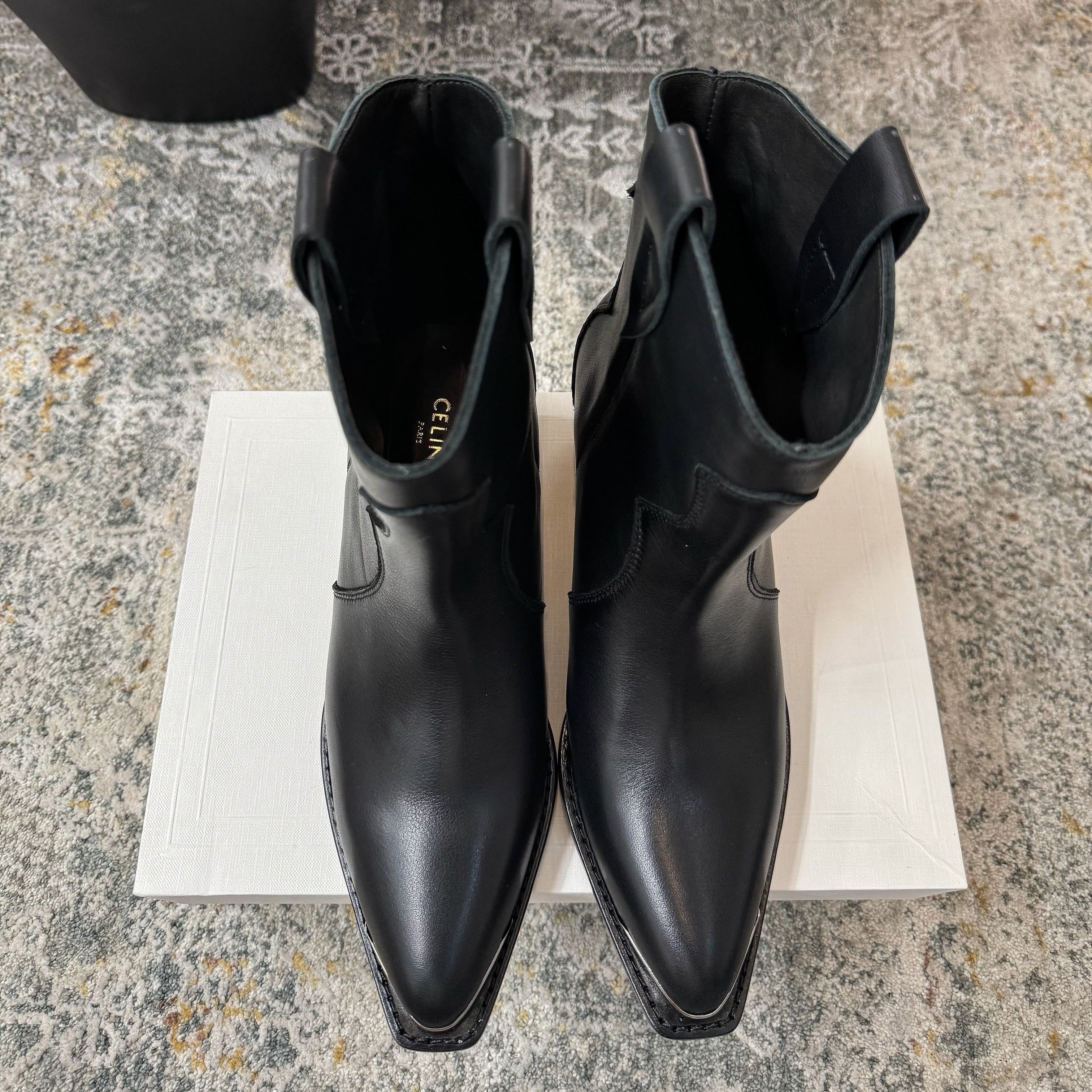 CELINE 26S ANKLE BOOTS 55 MM IN BLACK CALFSKIN