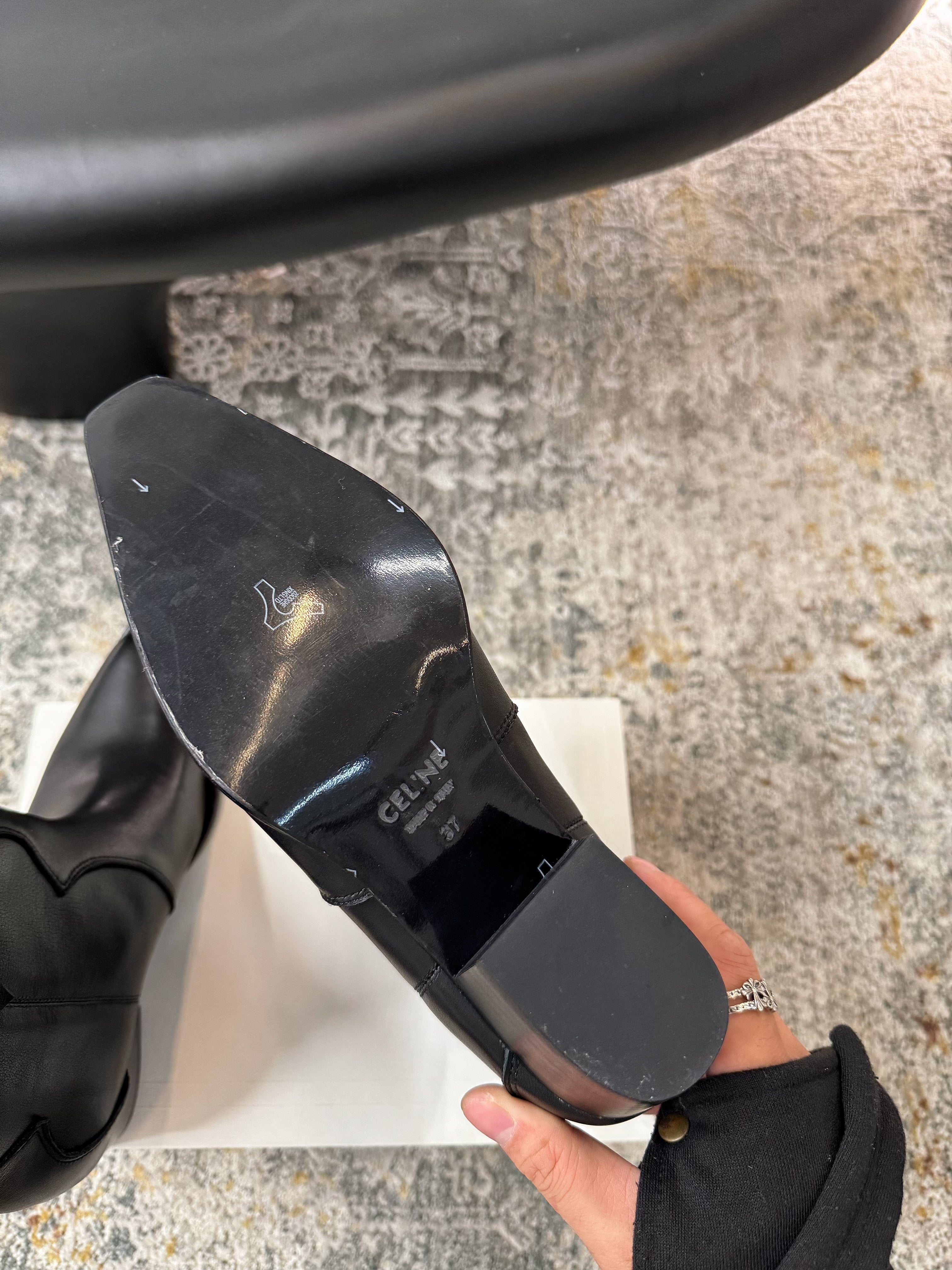 CELINE 26S ANKLE BOOTS 55 MM IN BLACK CALFSKIN