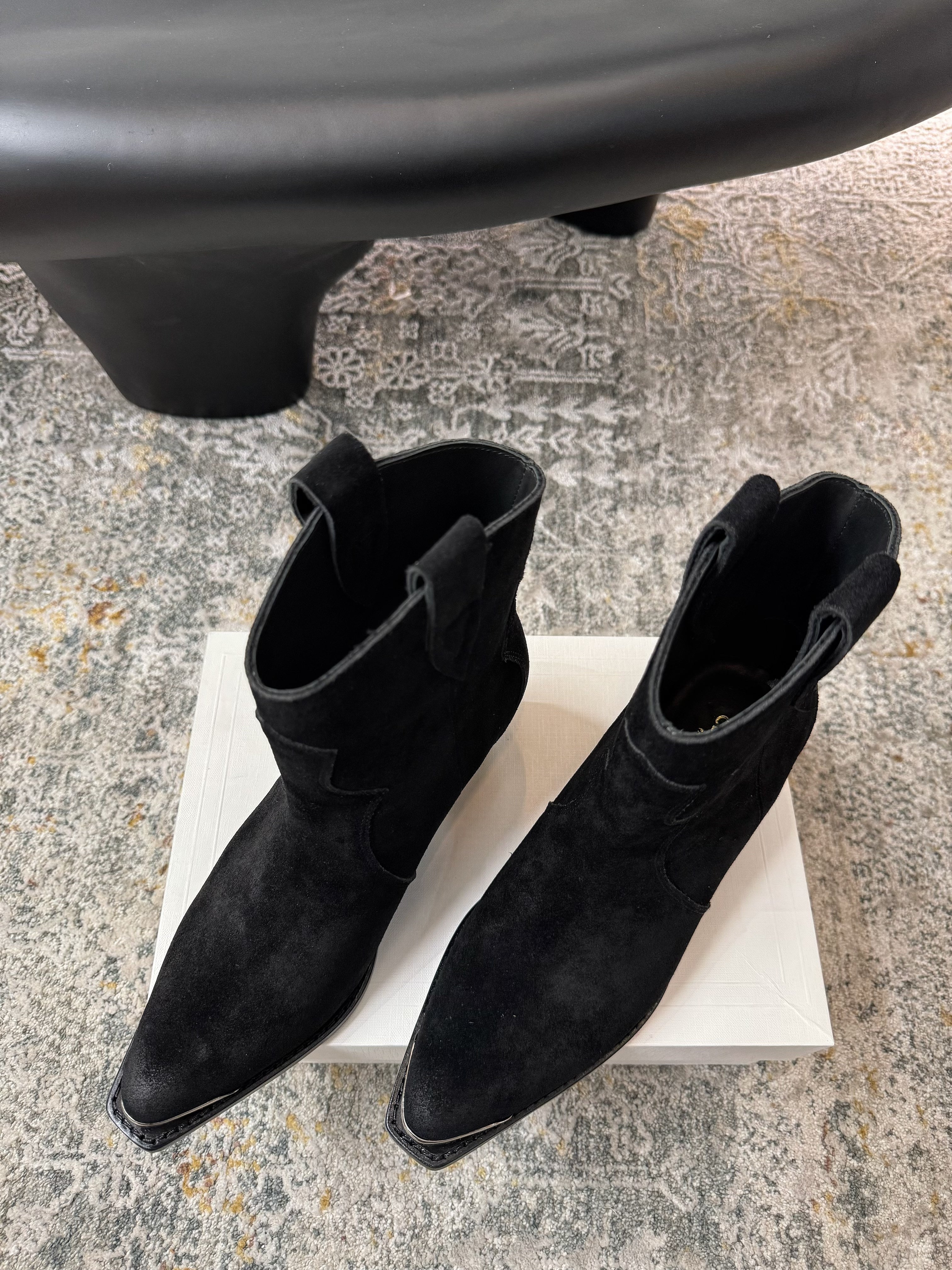 CELINE 26S ANKLE BOOTS 55 MM IN BLACK SUEDE