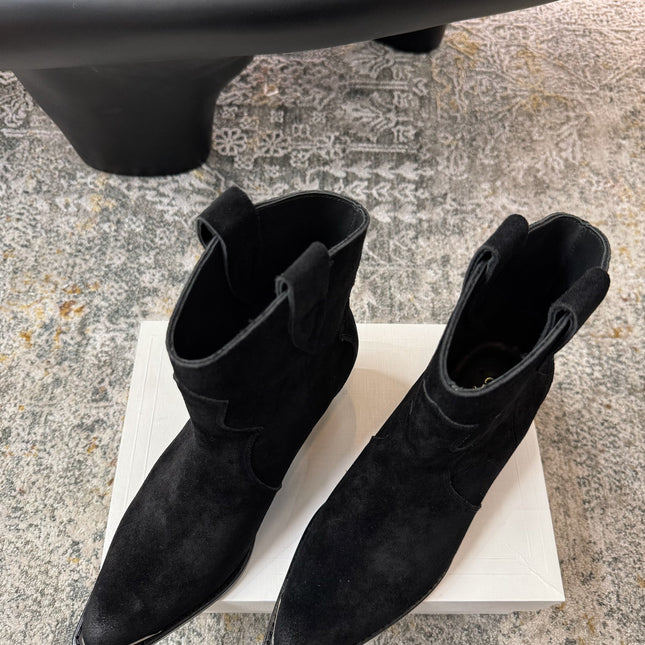 CELINE 26S ANKLE BOOTS 55 MM IN BLACK SUEDE