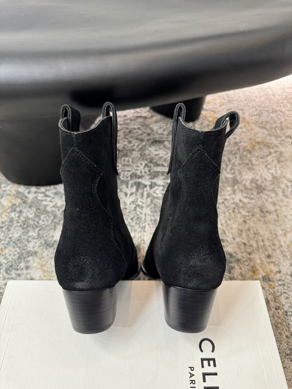 CELINE 26S ANKLE BOOTS 55 MM IN BLACK SUEDE