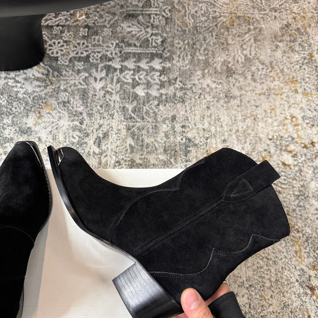 CELINE 26S ANKLE BOOTS 55 MM IN BLACK SUEDE