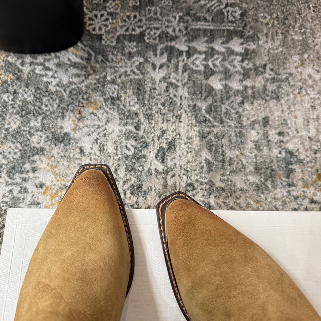 CELINE 26S ANKLE BOOTS 55 MM IN CAMEL BROWN SUEDE
