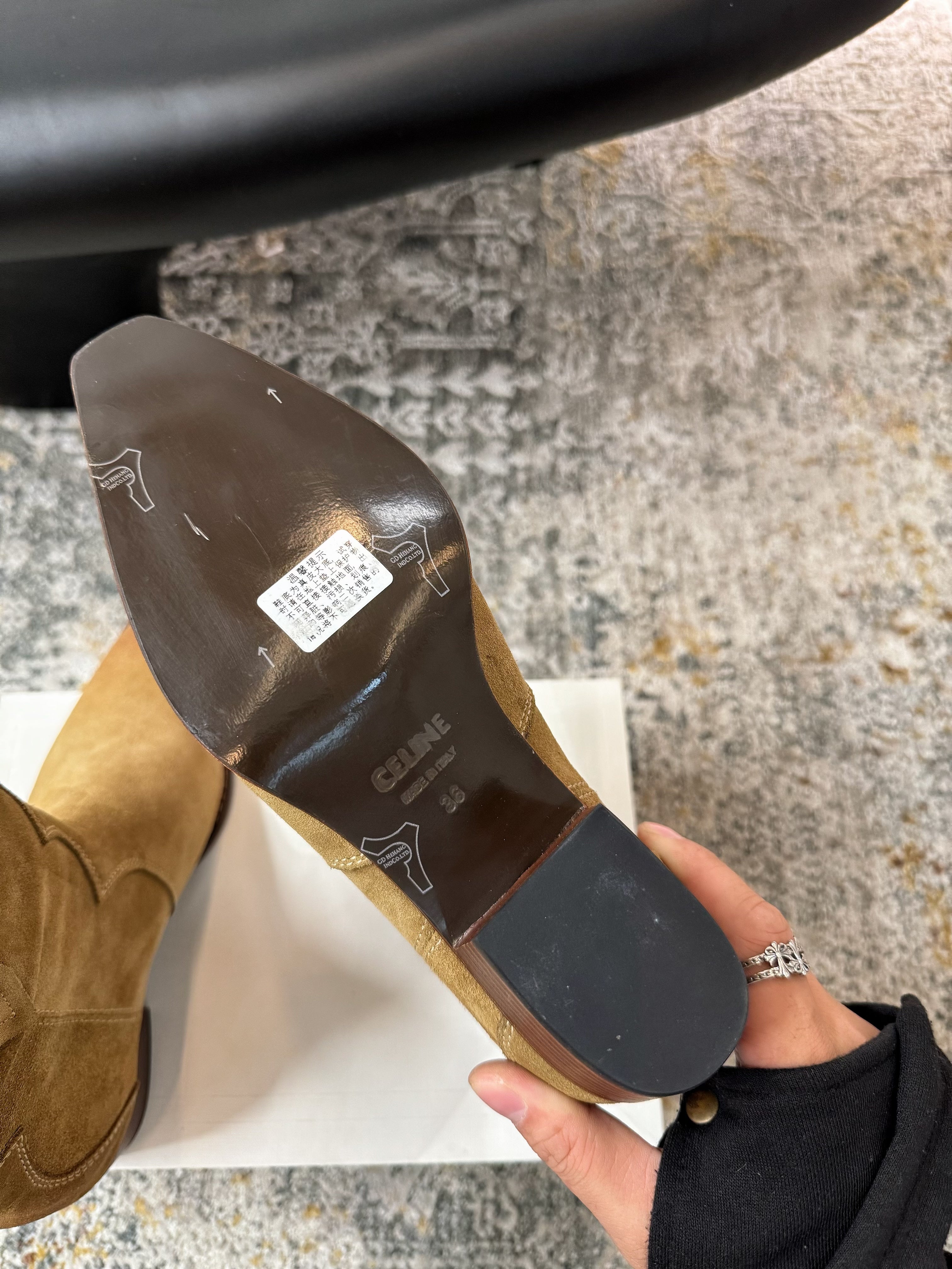 CELINE 26S ANKLE BOOTS 55 MM IN CAMEL BROWN SUEDE