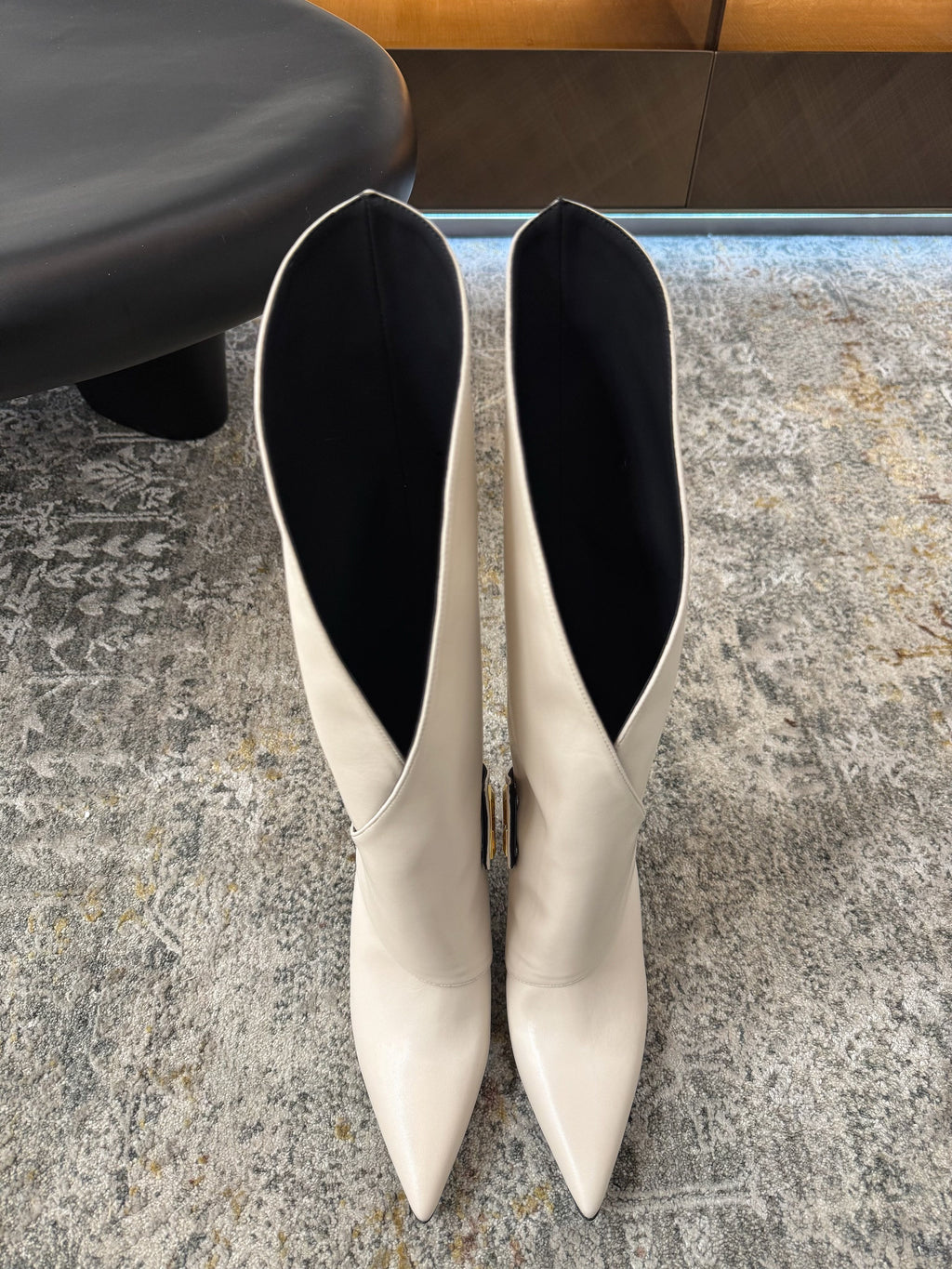 BALMAIN 26S BOOT 95 MM IN CREAM WHITE CALFSKIN