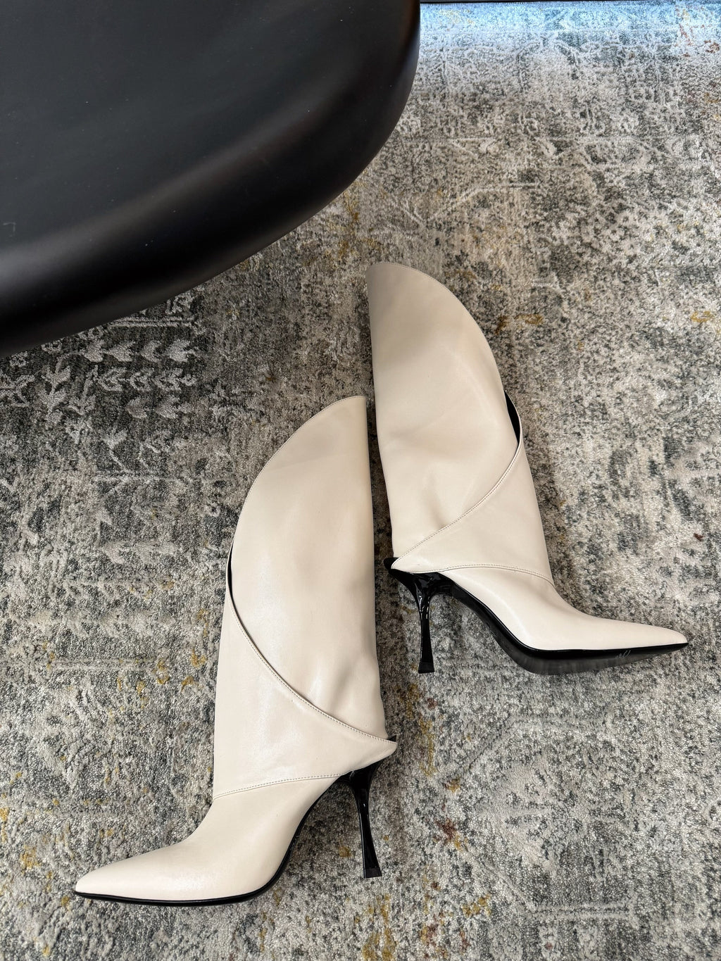 BALMAIN 26S BOOT 95 MM IN CREAM WHITE CALFSKIN
