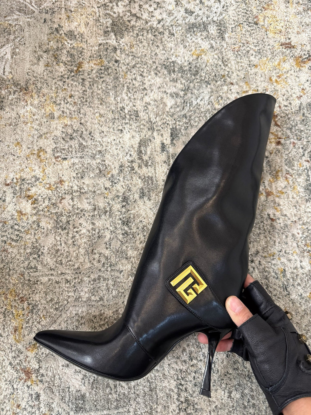 BALMAIN 26S BOOT 95 MM IN BLACK CALFSKIN