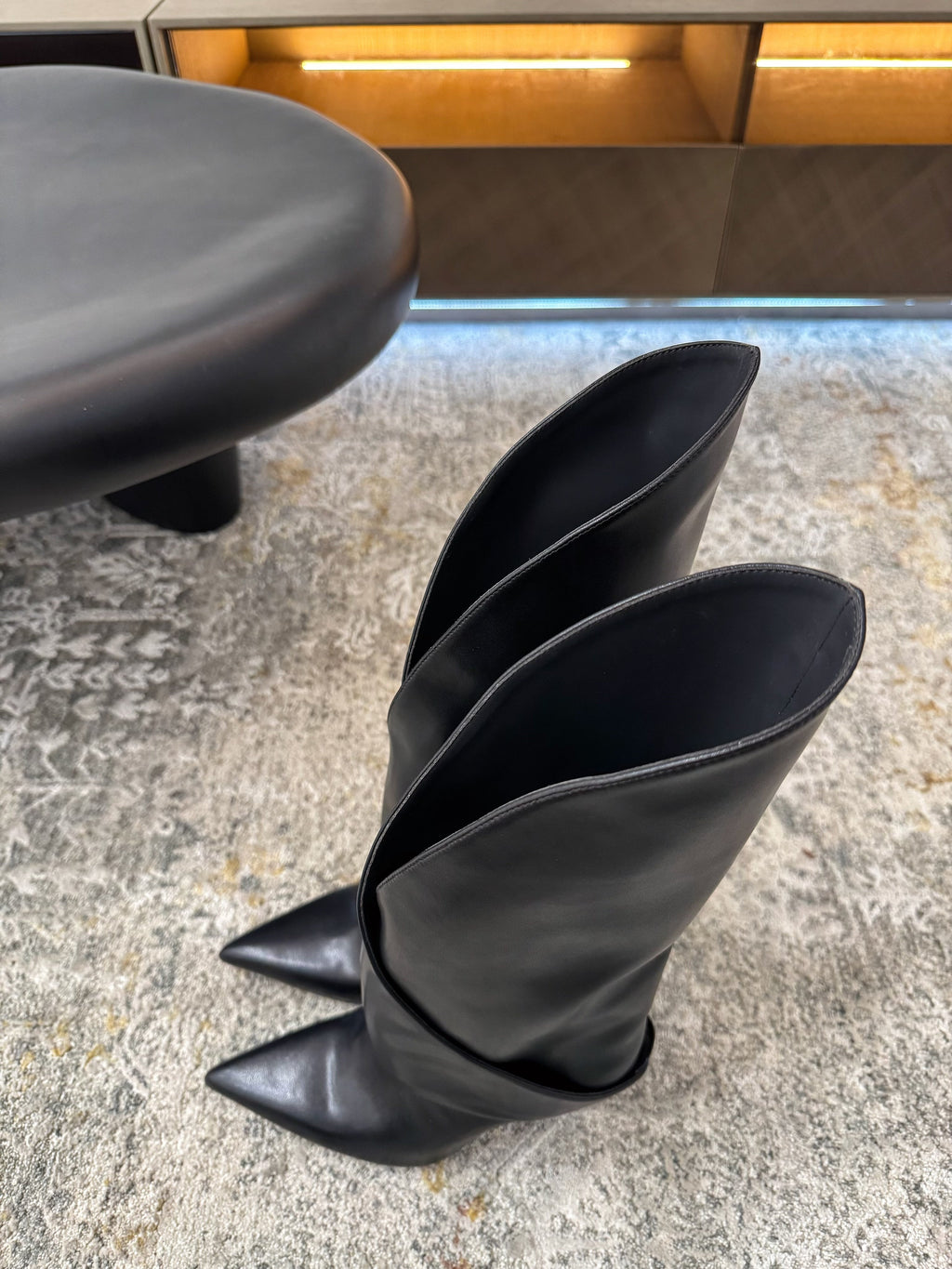 BALMAIN 26S BOOT 95 MM IN BLACK CALFSKIN