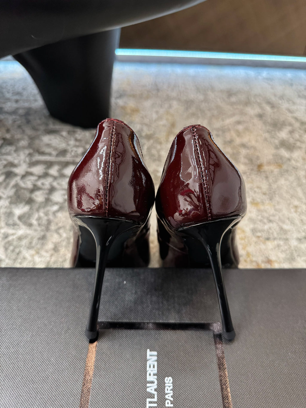 YSL 26S HEELED SHOES 110 MM IN DARK RED GLOSSY CALFSKIN