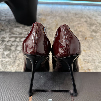 YSL 26S HEELED SHOES 110 MM IN DARK RED GLOSSY CALFSKIN