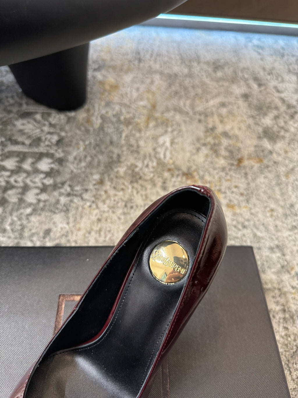 YSL 26S HEELED SHOES 110 MM IN DARK RED GLOSSY CALFSKIN