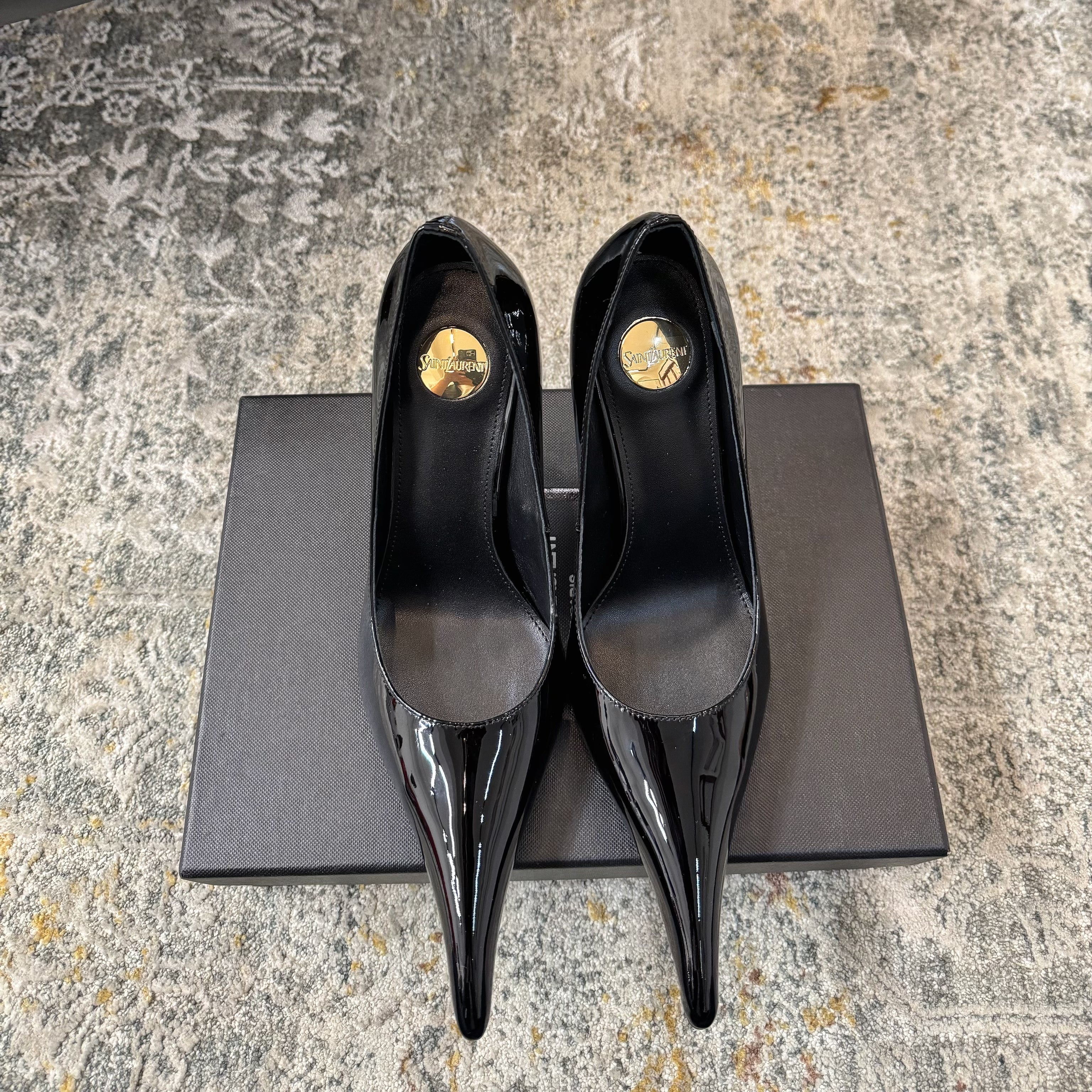 YSL 26S HEELED SHOES 110 MM IN BLACK GLOSSY CALFSKIN