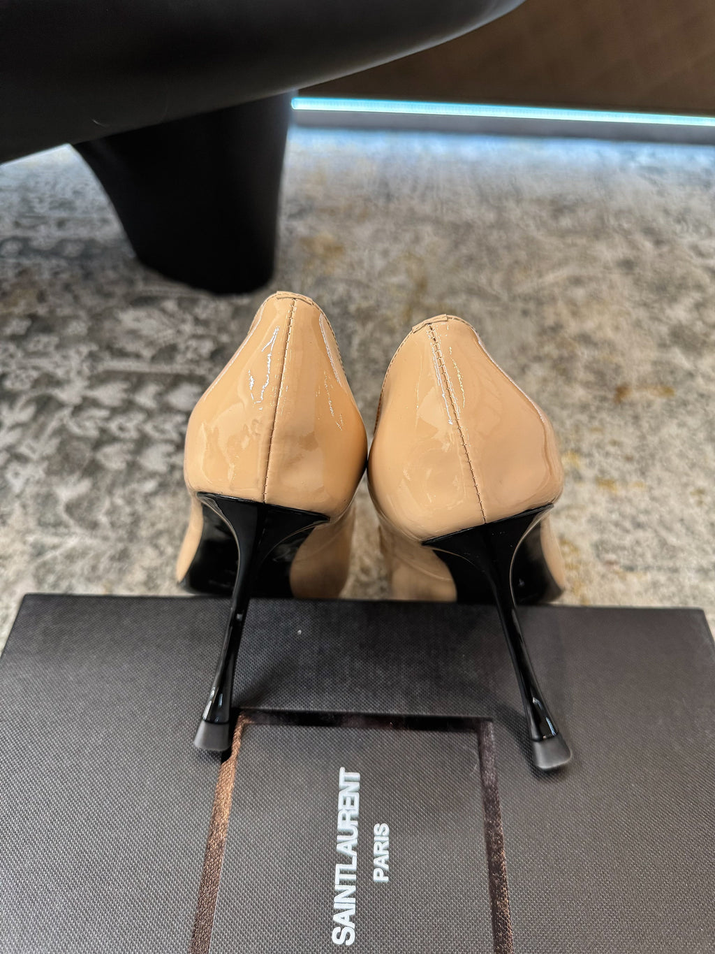 YSL 26S HEELED SHOES 110 MM IN WARM NUDE GLOSSY CALFSKIN