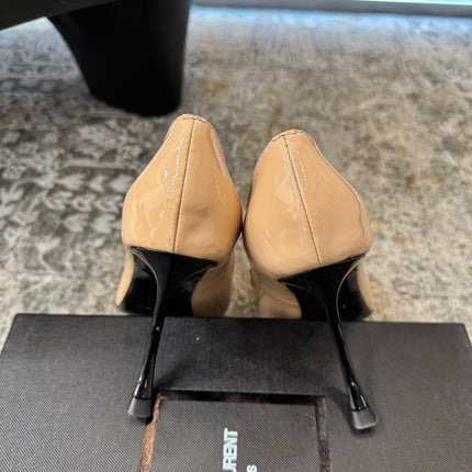 YSL 26S HEELED SHOES 110 MM IN WARM NUDE GLOSSY CALFSKIN