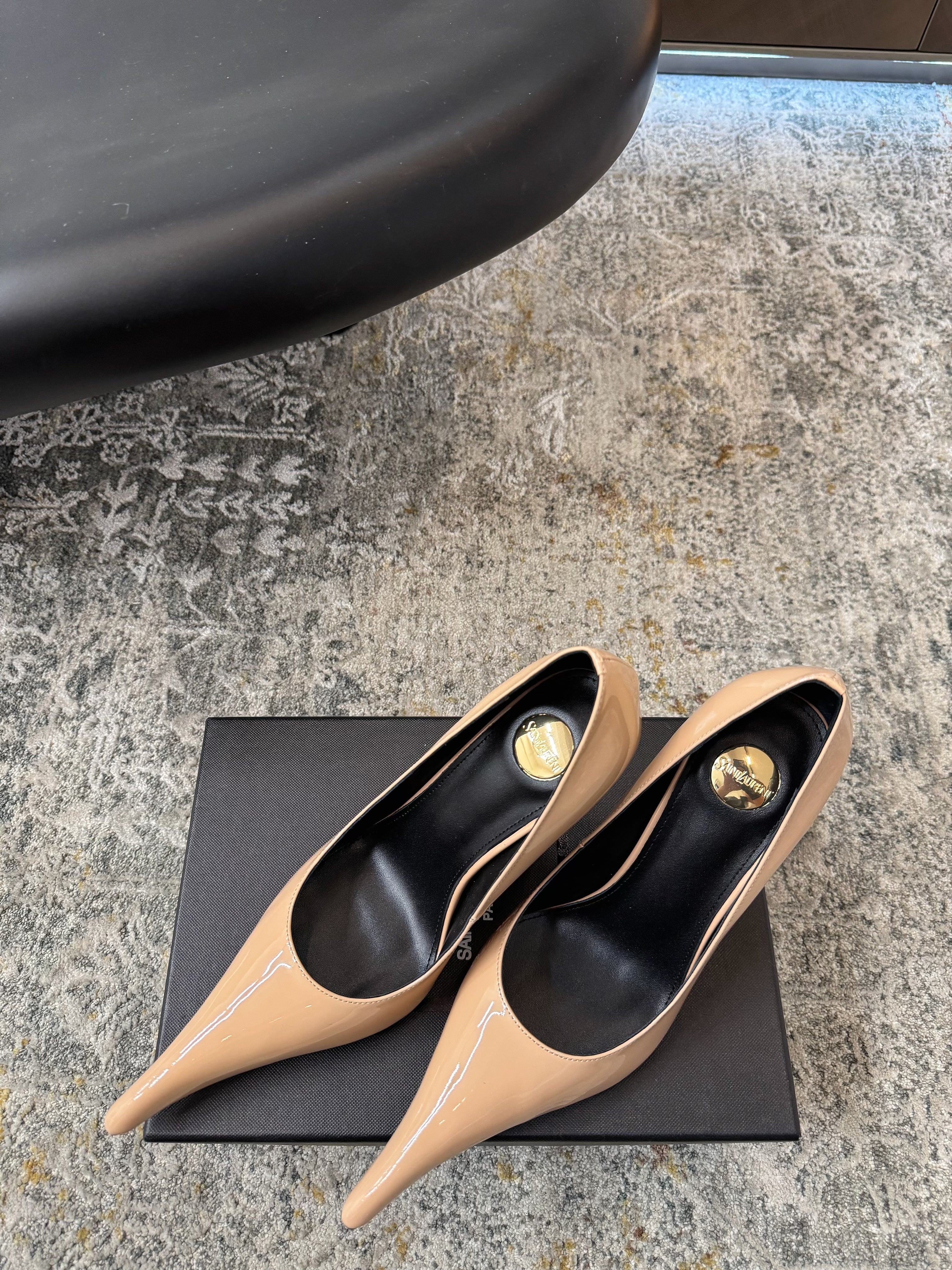 YSL 26S HEELED SHOES 110 MM IN WARM NUDE GLOSSY CALFSKIN