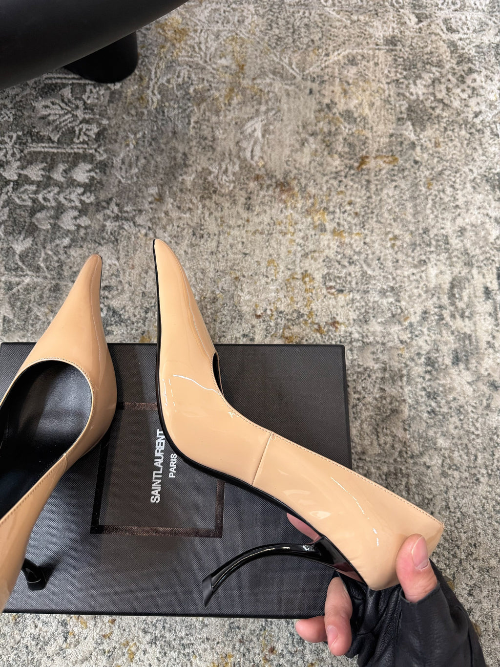 YSL 26S HEELED SHOES 110 MM IN WARM NUDE GLOSSY CALFSKIN