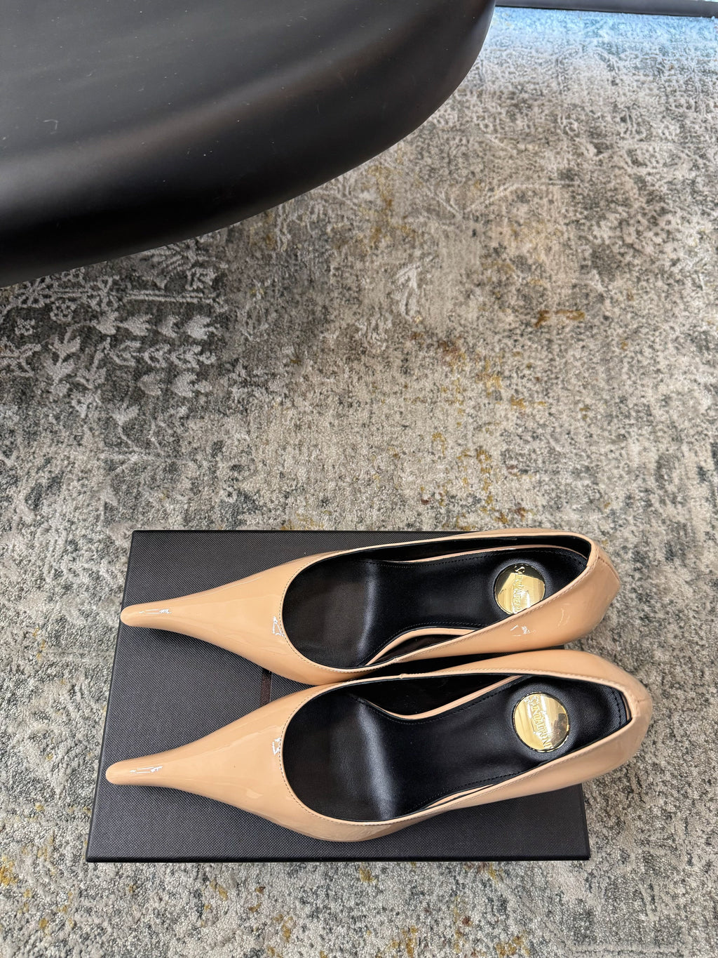 YSL 26S HEELED SHOES 110 MM IN WARM NUDE GLOSSY CALFSKIN