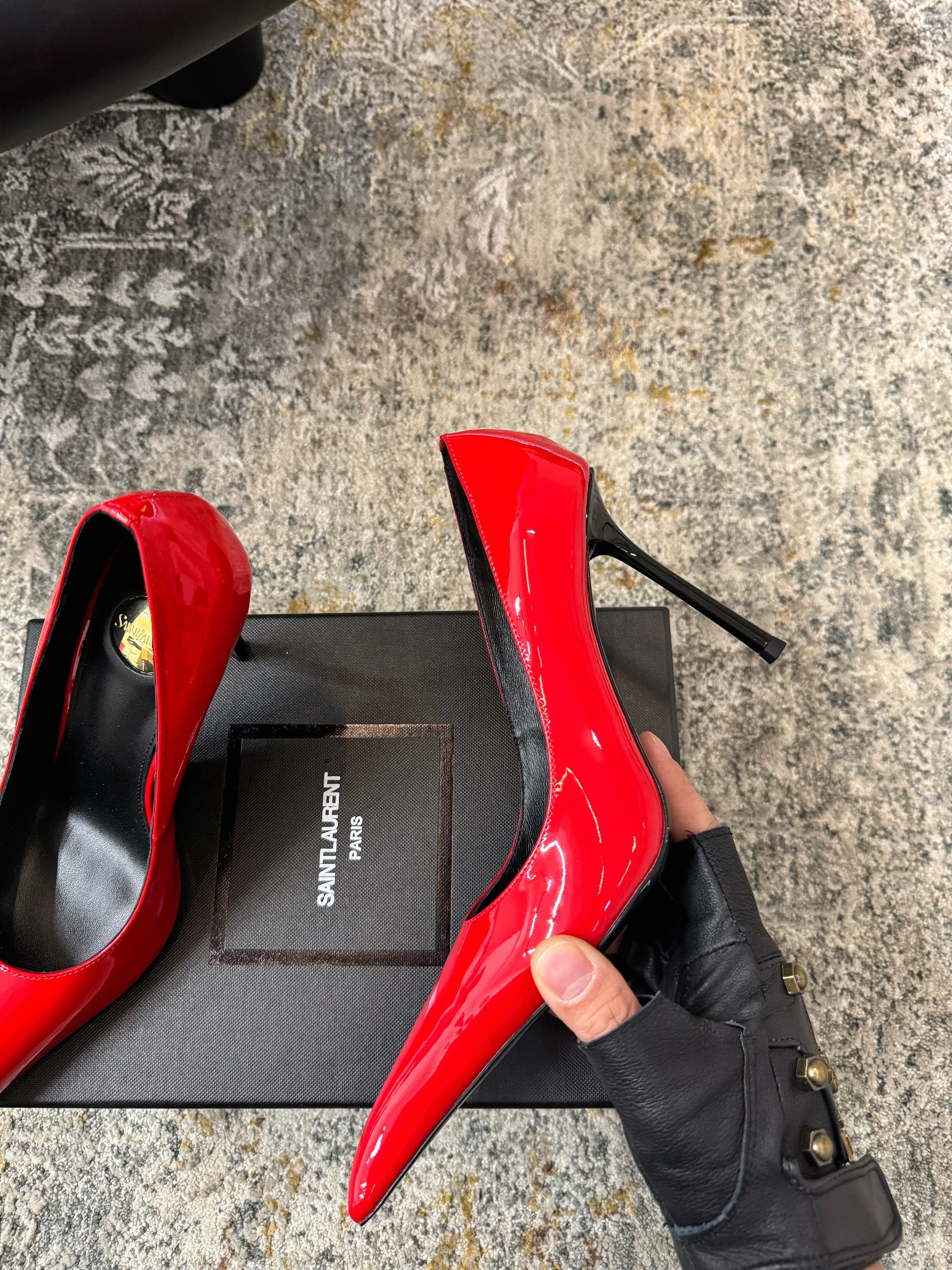 YSL 26S HEELED SHOES 110 MM IN RED GLOSSY CALFSKIN
