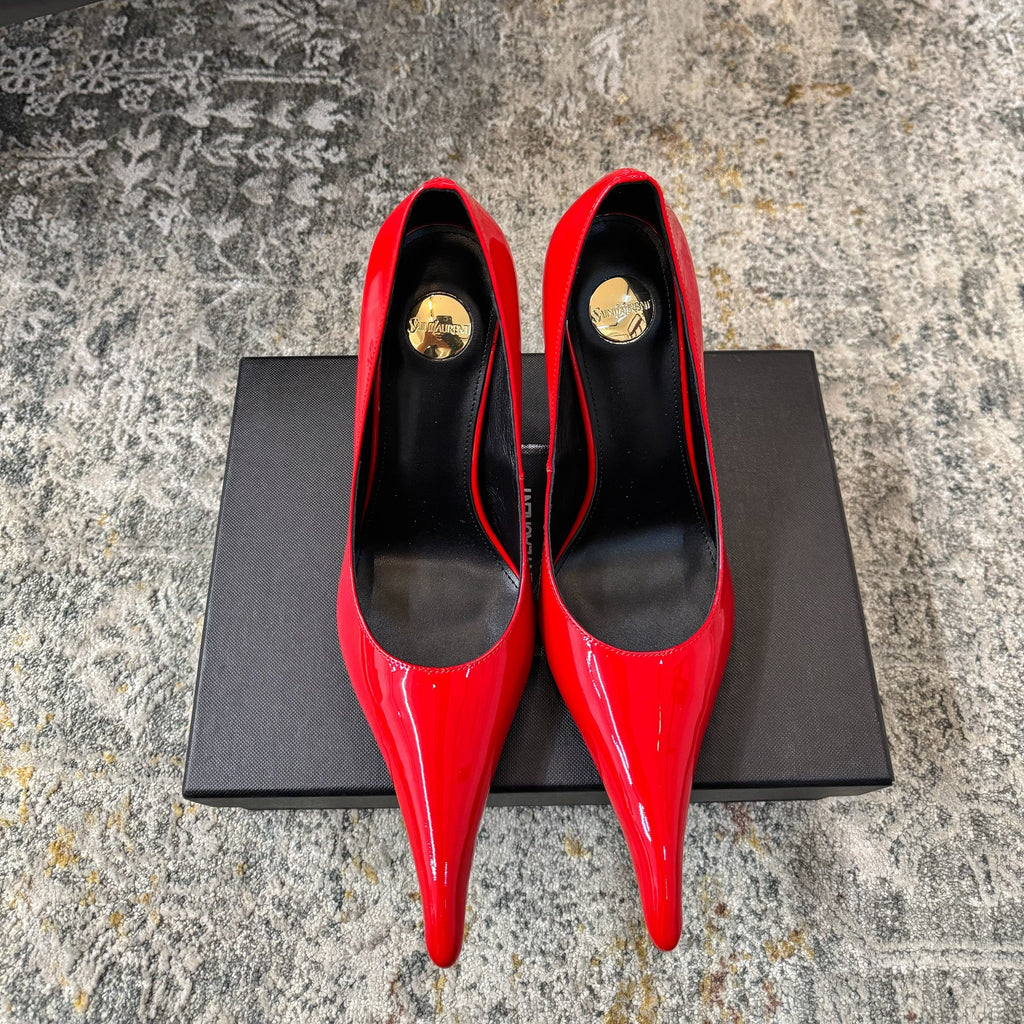 YSL 26S HEELED SHOES 110 MM IN RED GLOSSY CALFSKIN