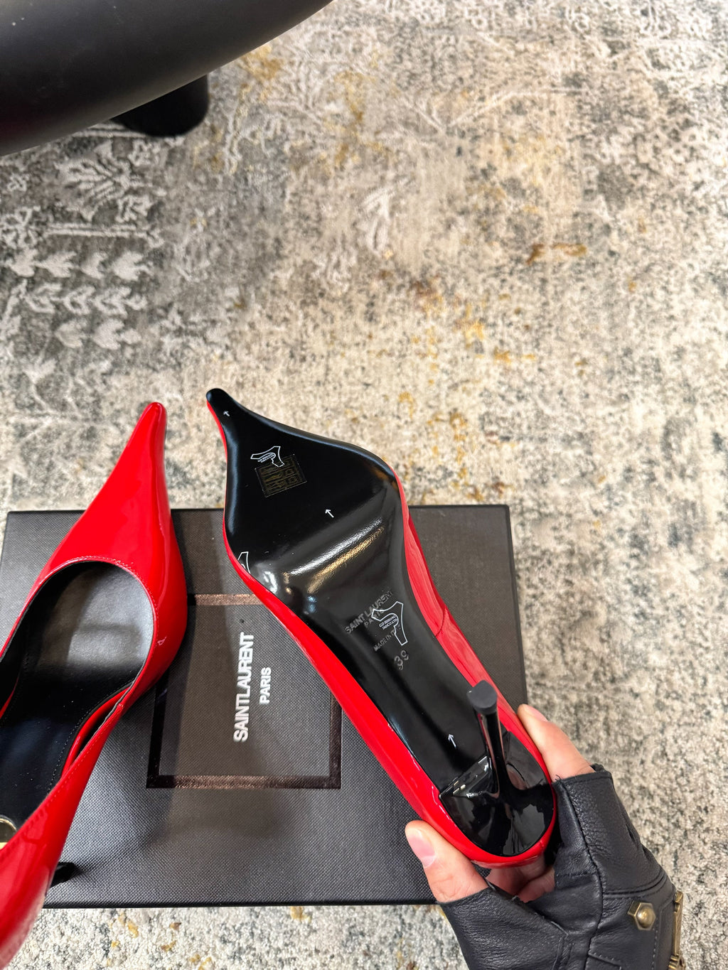 YSL 26S HEELED SHOES 110 MM IN RED GLOSSY CALFSKIN