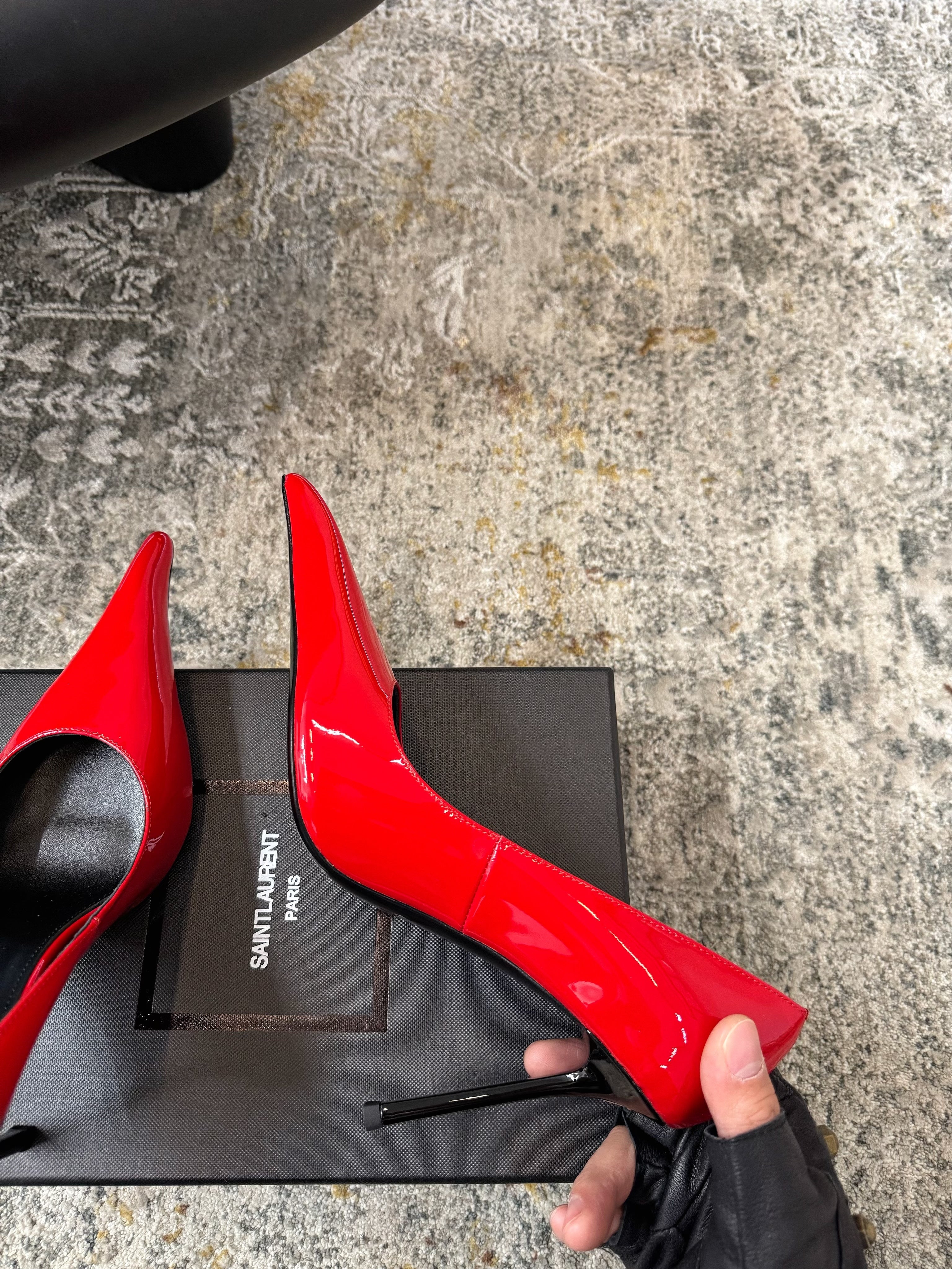 YSL 26S HEELED SHOES 110 MM IN RED GLOSSY CALFSKIN