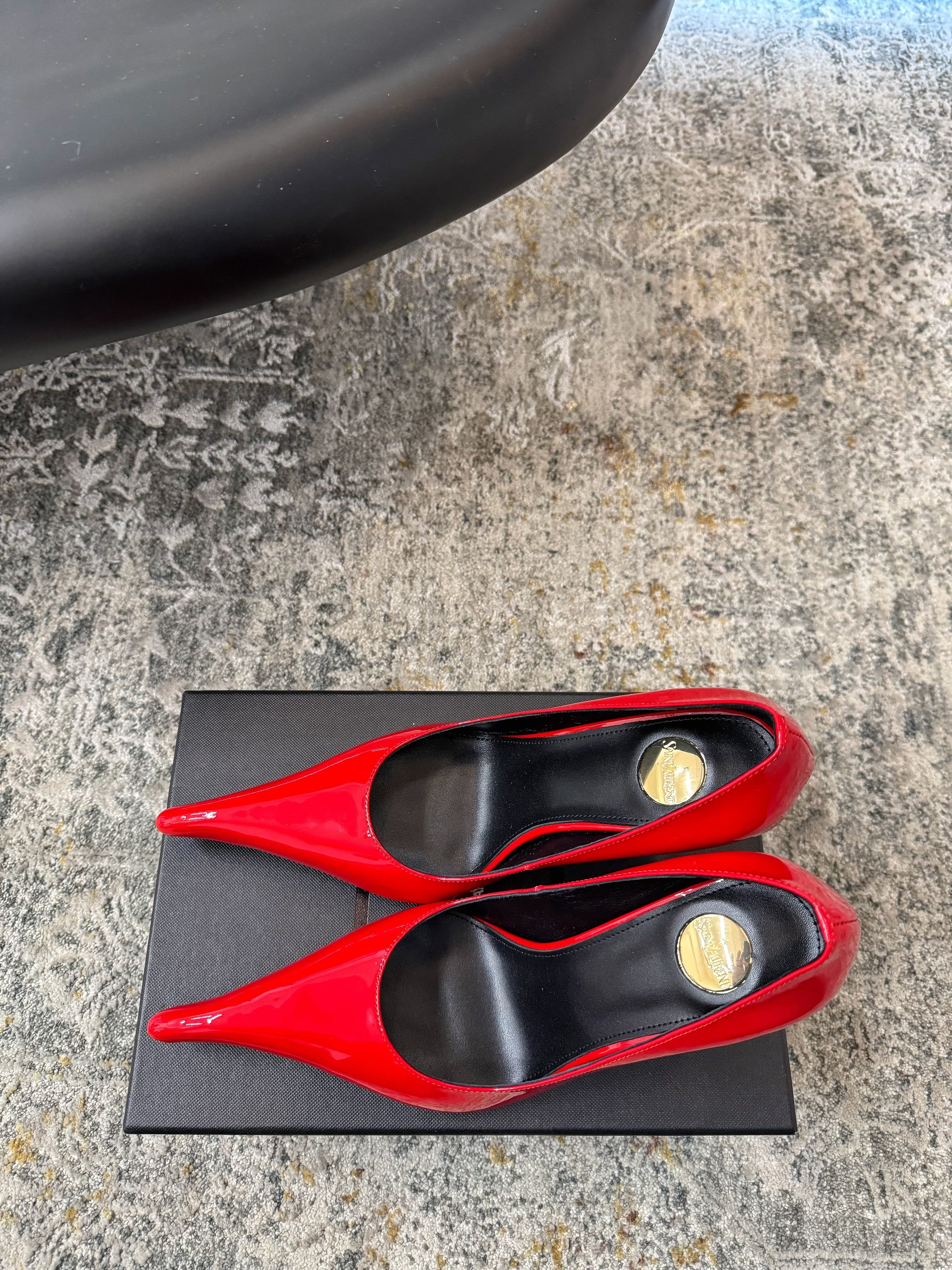 YSL 26S HEELED SHOES 110 MM IN RED GLOSSY CALFSKIN